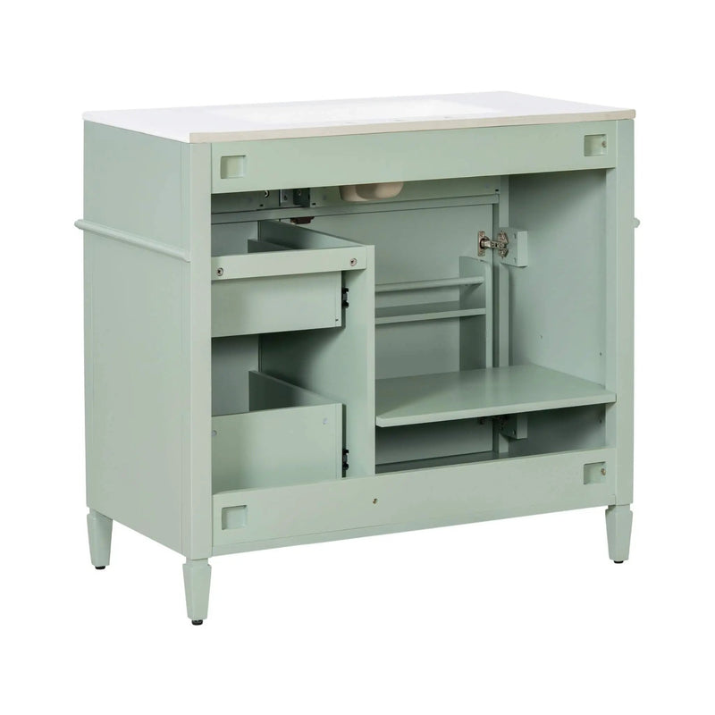 Nuvia 36-Inch Freestanding Bathroom Vanity With Ceramic Sink And Storage Cabinets [Faucet Not Included] (SAK41792) by SAKSBY WHOLESALE