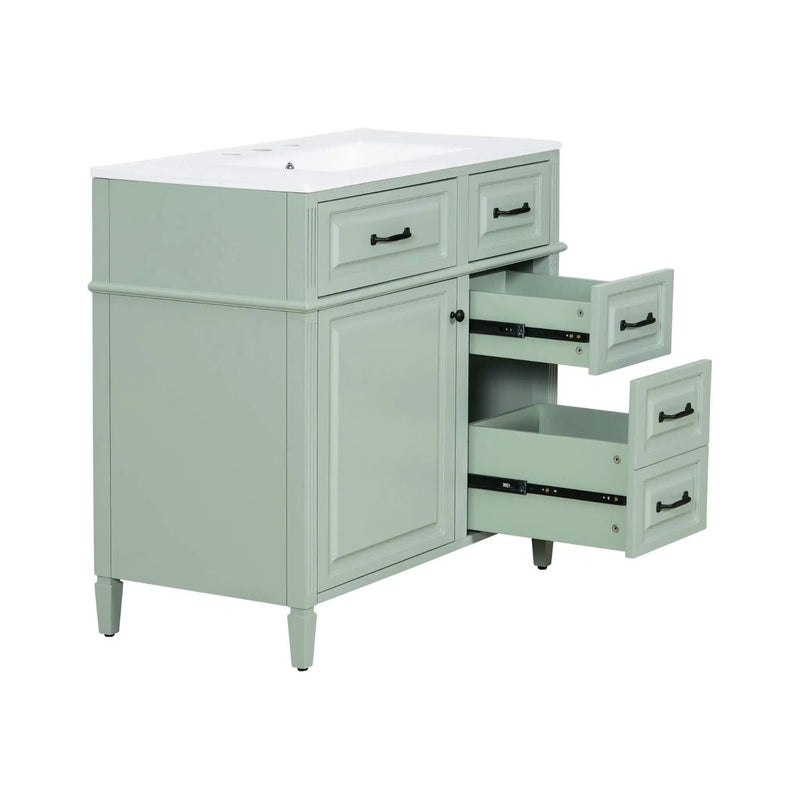 Nuvia 36-Inch Freestanding Bathroom Vanity With Ceramic Sink And Storage Cabinets [Faucet Not Included] (SAK41792) by SAKSBY WHOLESALE