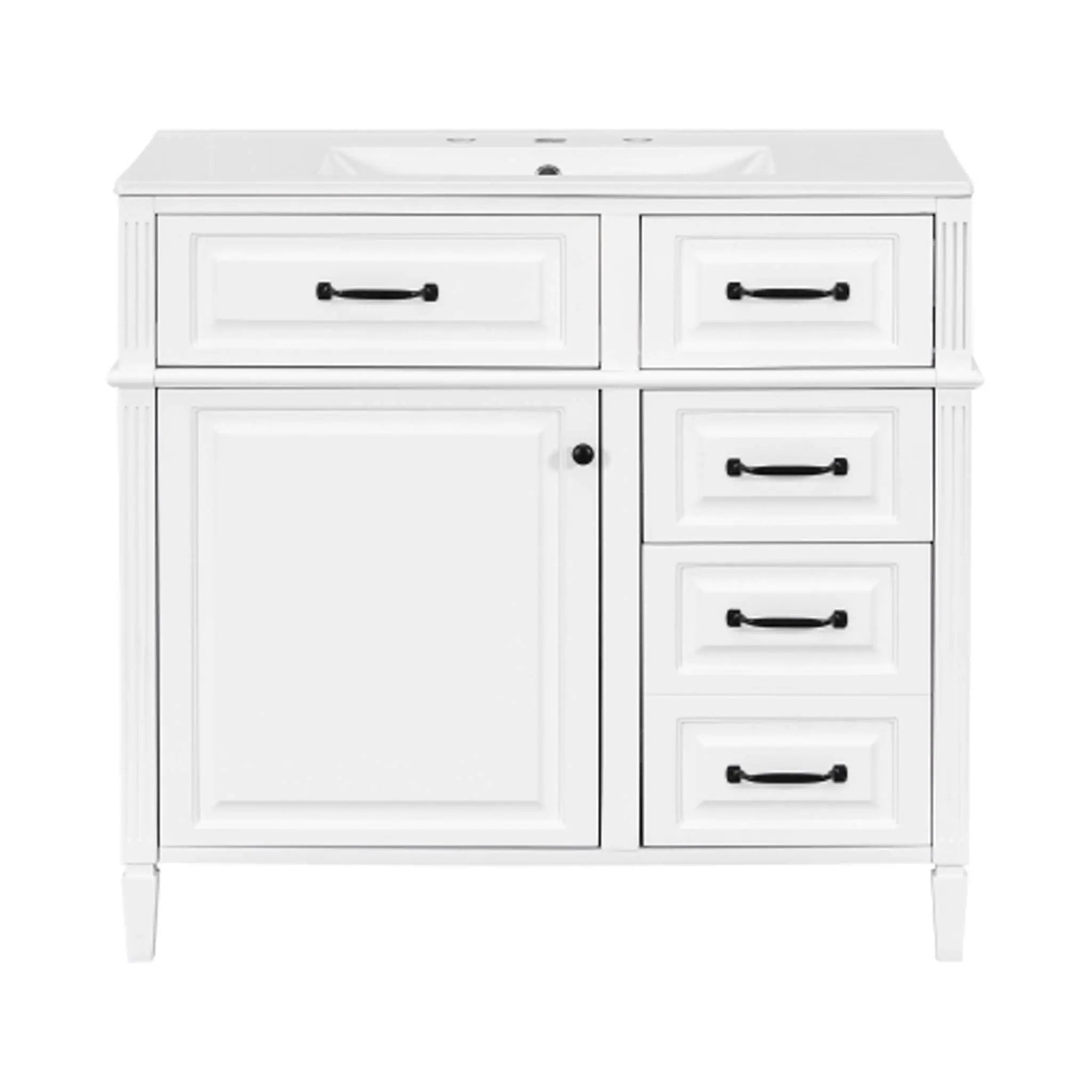 Nuvia 36-Inch Freestanding Bathroom Vanity With Ceramic Sink And Storage Cabinets [Faucet Not Included] (SAK41792) by SAKSBY WHOLESALE