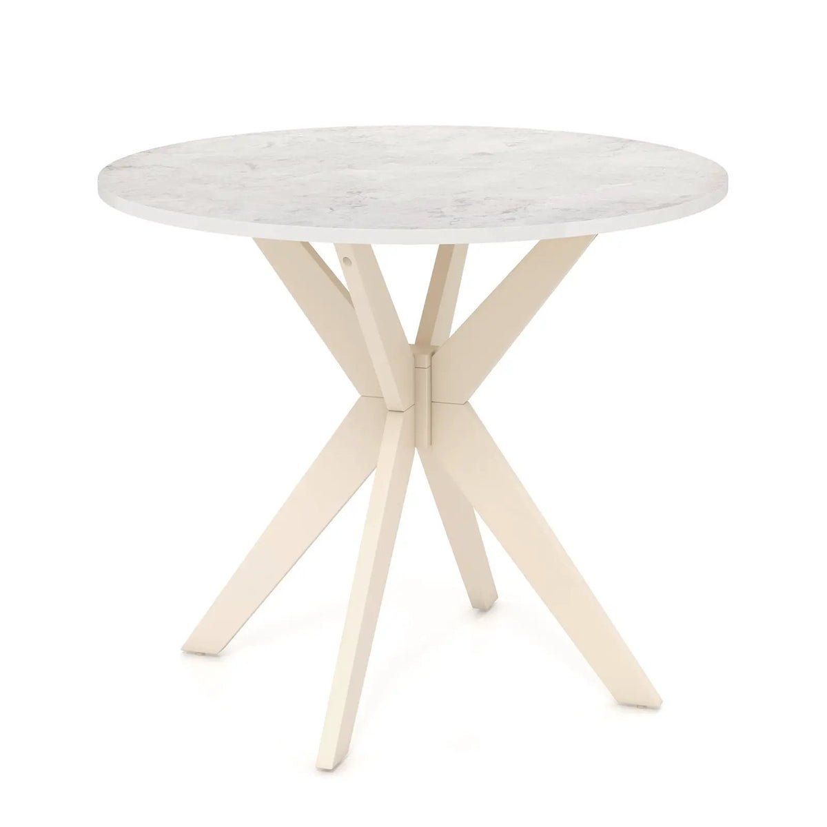 36-Inch Mid Century Modern Kitchen Table with Faux Marble Tabletop and Solid Rubber Wood Legs by DirectDeals