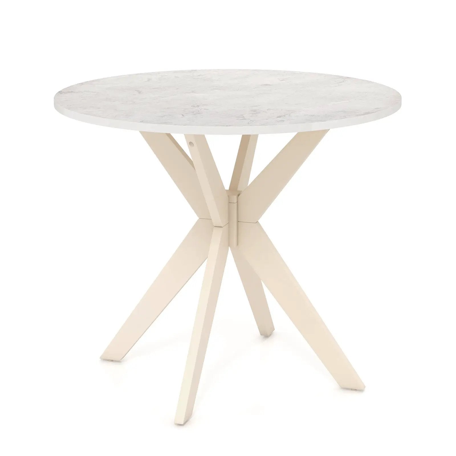 36-Inch Mid Century Modern Kitchen Table with Faux Marble Tabletop and Solid Rubber Wood Legs by DirectDeals