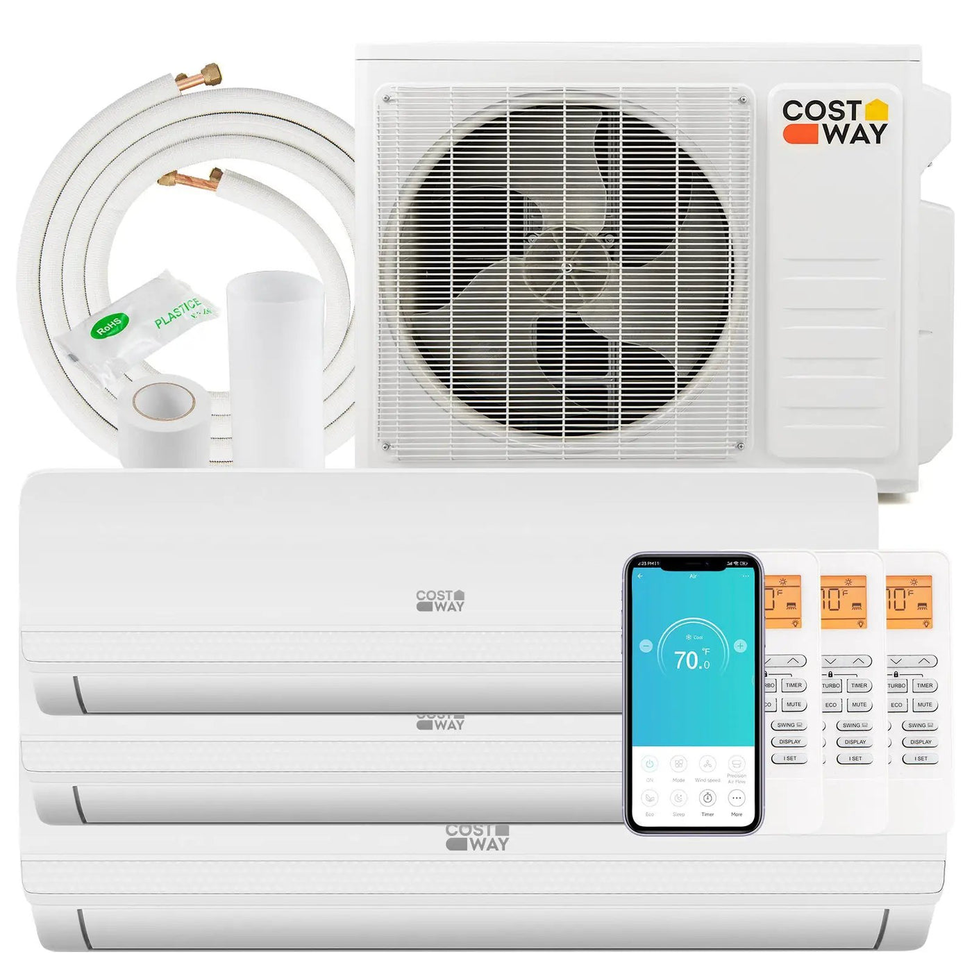 36000 BTU 3 Zone 19 SEER2 Mini Split AC with Heat Pump by DirectDeals