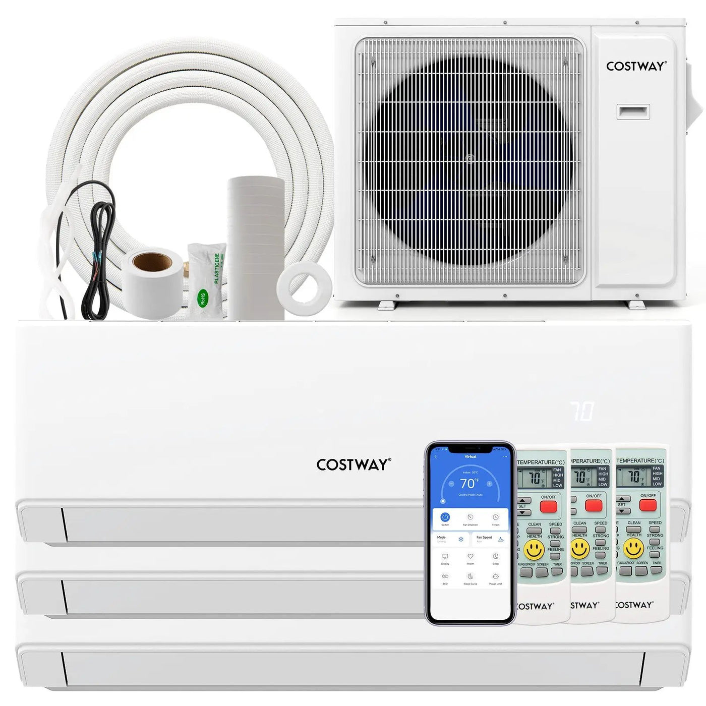 36000 BTU 3 Zone 23 SEER2 Mini Split Air Conditioner Wifi Enabled with Heat Pump by DirectDeals