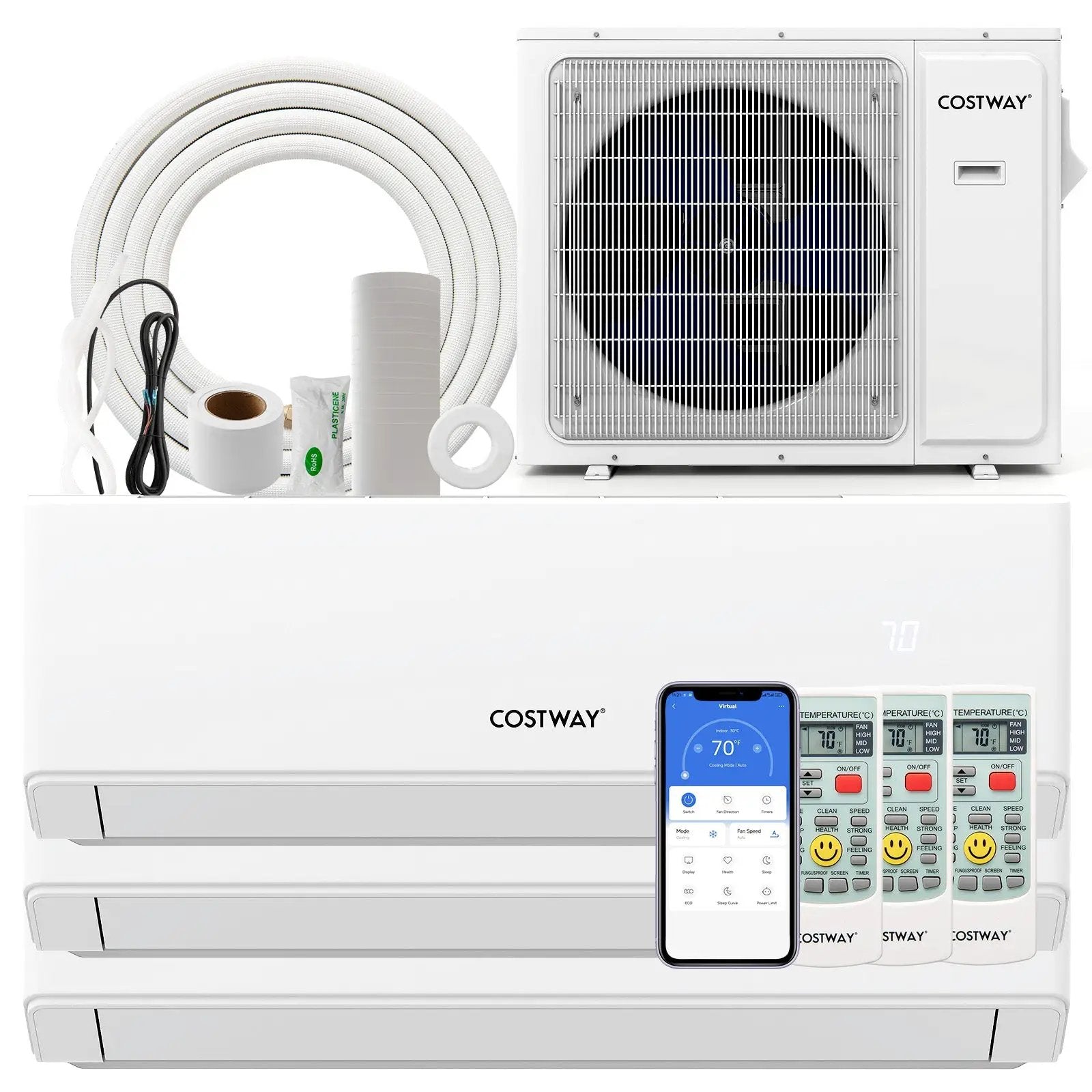 36000 BTU 3 Zone 23 SEER2 Mini Split Air Conditioner Wifi Enabled with Heat Pump by DirectDeals