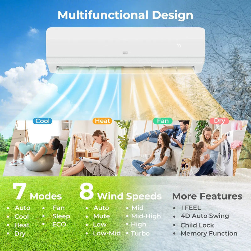 36000 BTU 4 Zone 19 SEER2 Mini Split AC with Heat Pump by DirectDeals