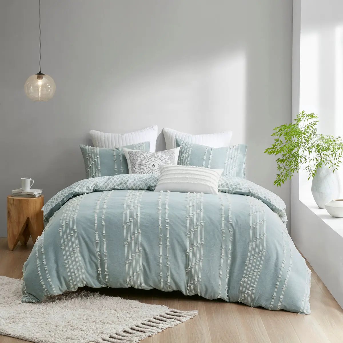 Full/Queen 3 Piece Cotton Jacquard Duvet Cover Set by HouseOfZazla