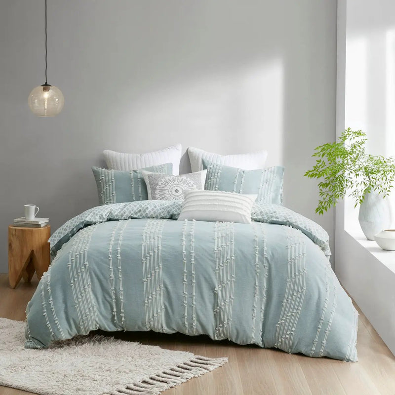 Full/Queen 3 Piece Cotton Jacquard Duvet Cover Set by HouseOfZazla