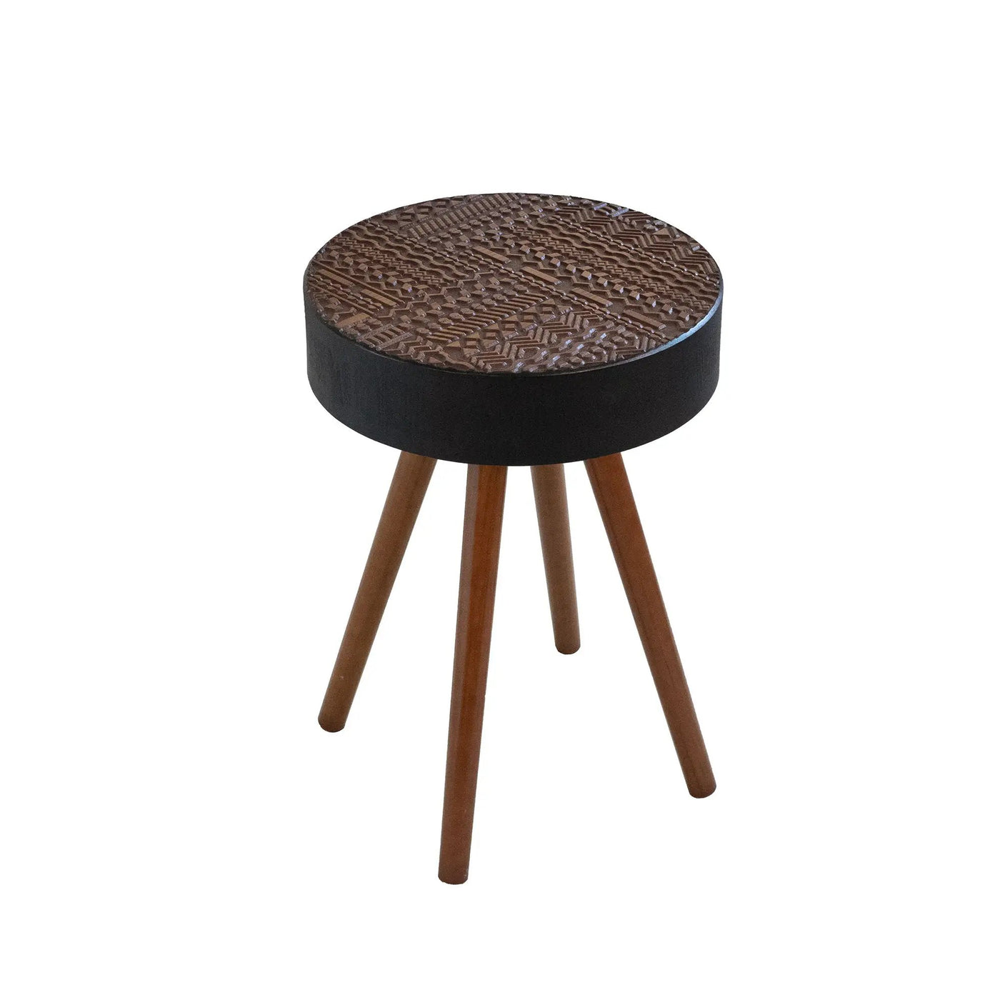 Round Coffee Table With Carved Top For Living Room by HouseOfZazla