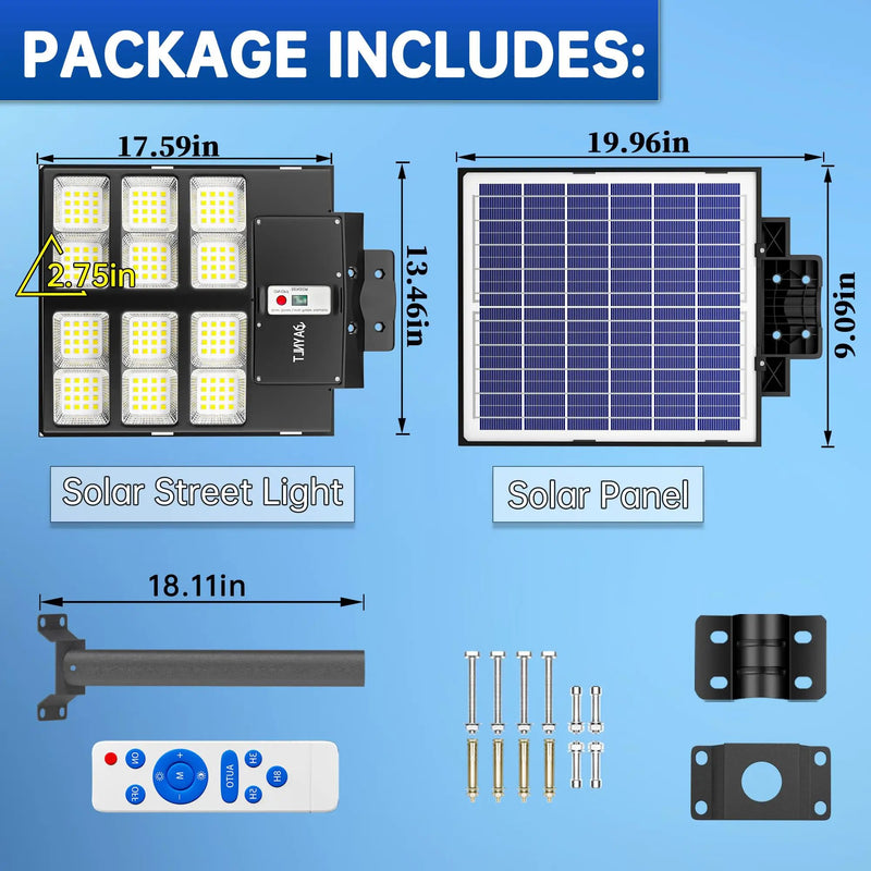 3600W Commercial Solar Street Light , 120000LM Parking Lot Light Commercial Dusk to Dawn With Remote by Outdoor Solar Outlet