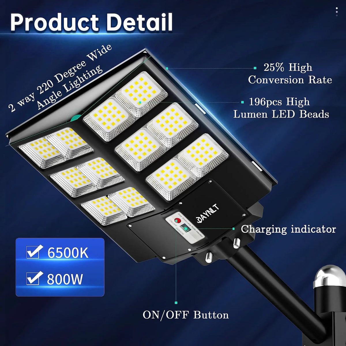 3600W Commercial Solar Street Light , 120000LM Parking Lot Light Commercial Dusk to Dawn With Remote by Outdoor Solar Outlet