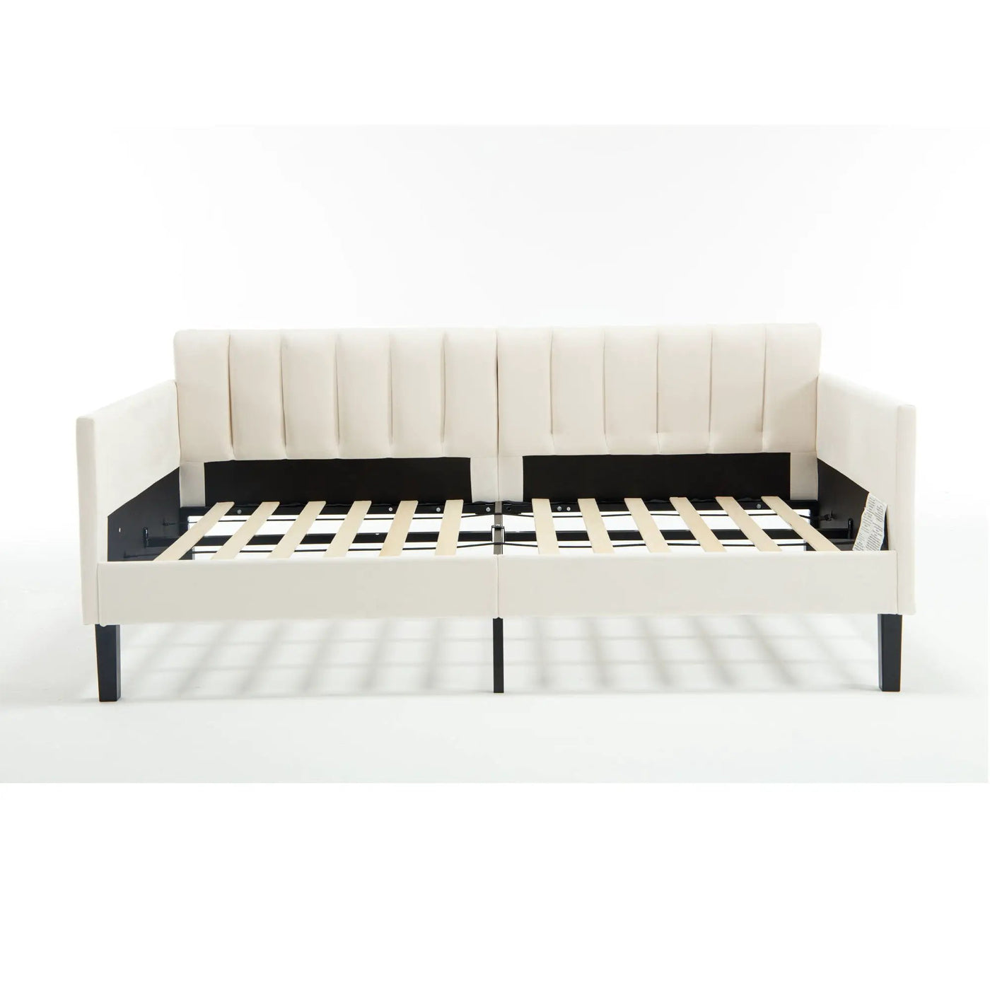 Elena - Boucle Upholstered Daybed, Ribbed Tufted Backrest by HouseOfZazla