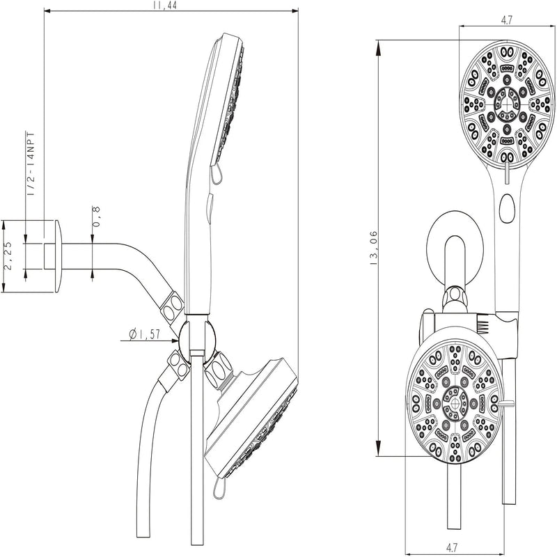 Multi Function Dual Shower Head 4.7" Rain Showerhead & 8 Function Hand Shower System - Brushed Nickel by HouseOfZazla