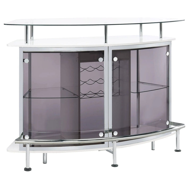 Gideon Curved Glass Top Home Bar Cabinet White High Gloss by Unique Piece Furniture