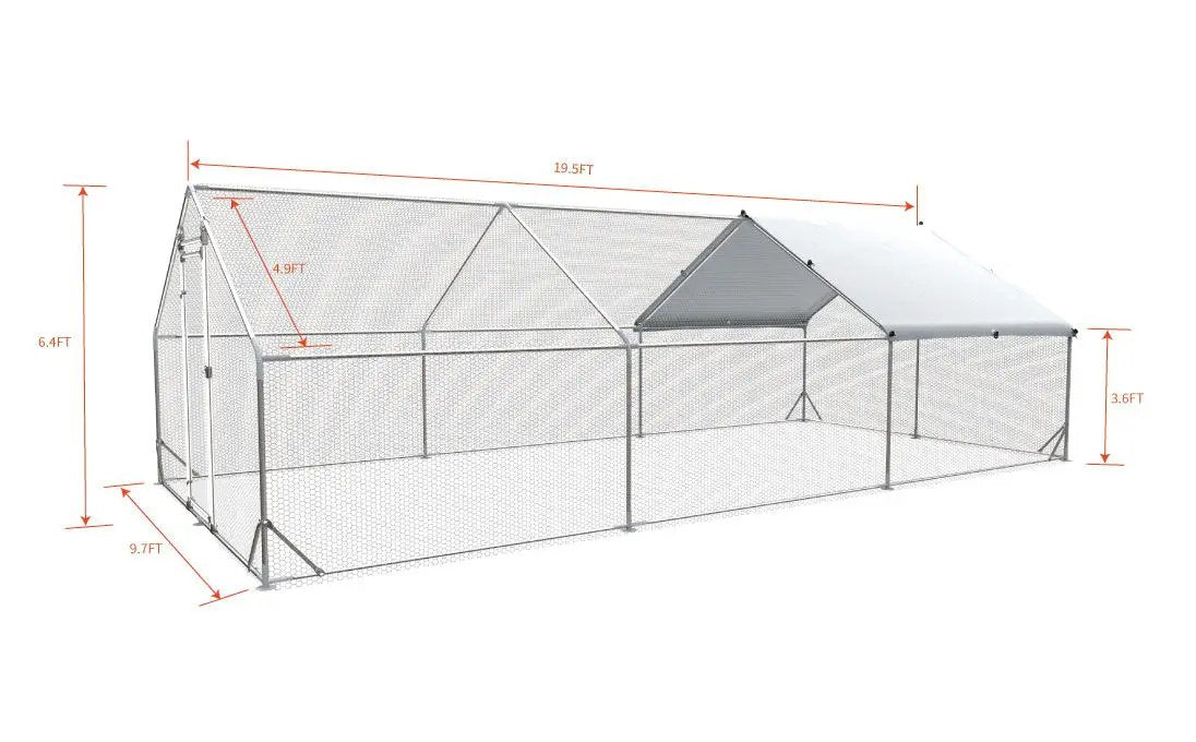 Large Metal Chicken Coop, Walk In Poultry Cage Hen Run House Rabbits Habitat Cage Spire Shaped Coop With Waterproof And Anti Ultraviolet Cover by HouseOfZazla