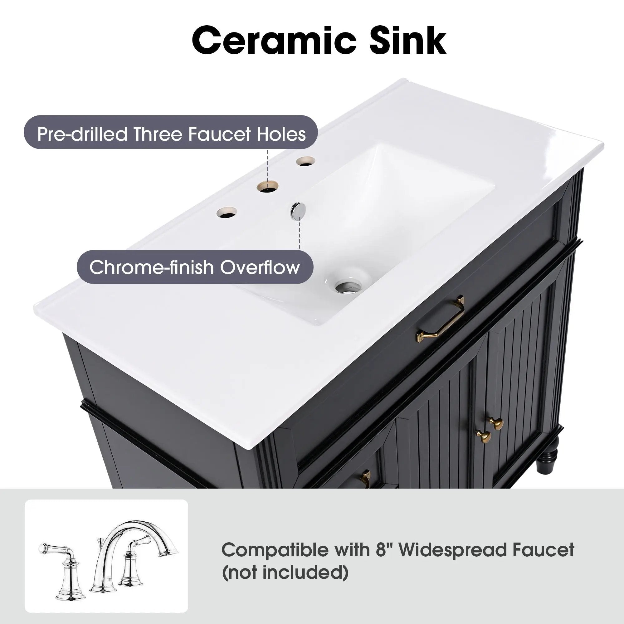 Bathroom Vanity With Sink, Freestanding Cabinet & Drawers by HouseOfZazla