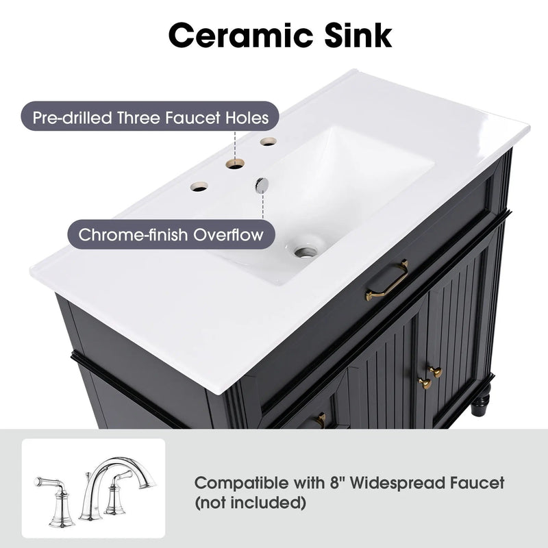 Bathroom Vanity With Sink, Freestanding Cabinet & Drawers by HouseOfZazla