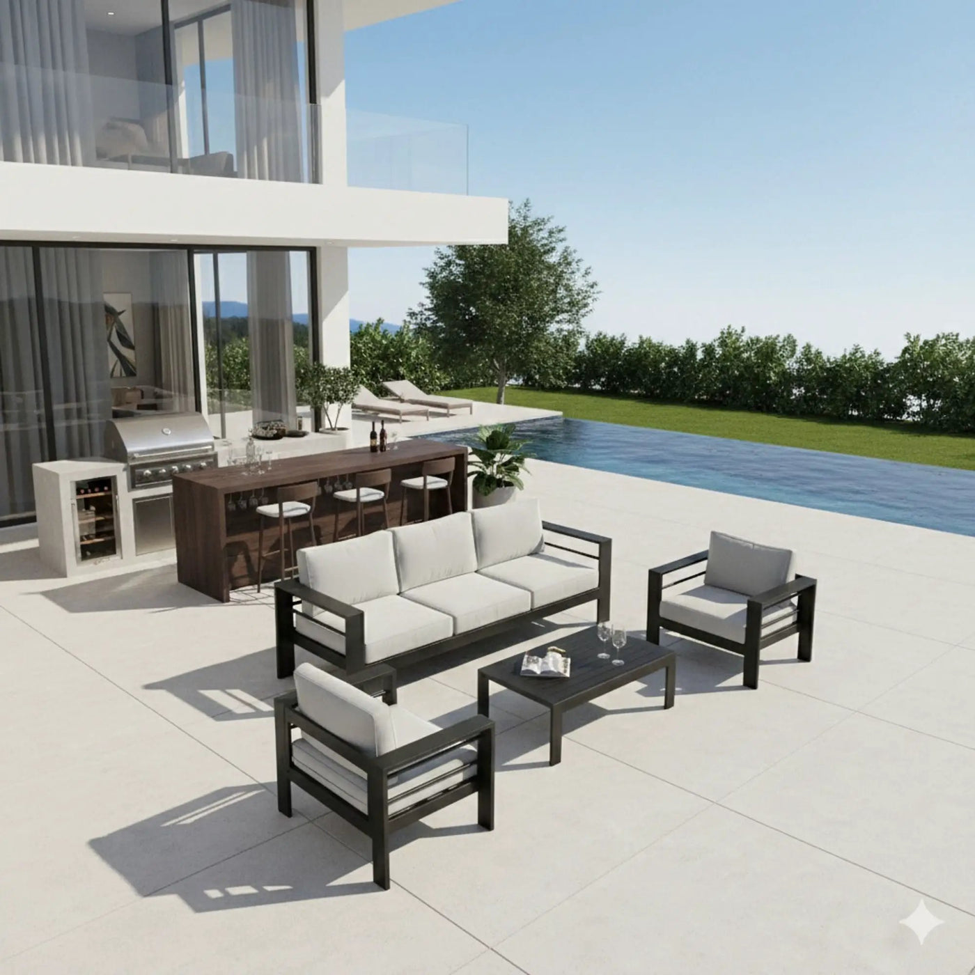 Outdoor Patio Set With All-Weather Thick Cushions by HouseOfZazla