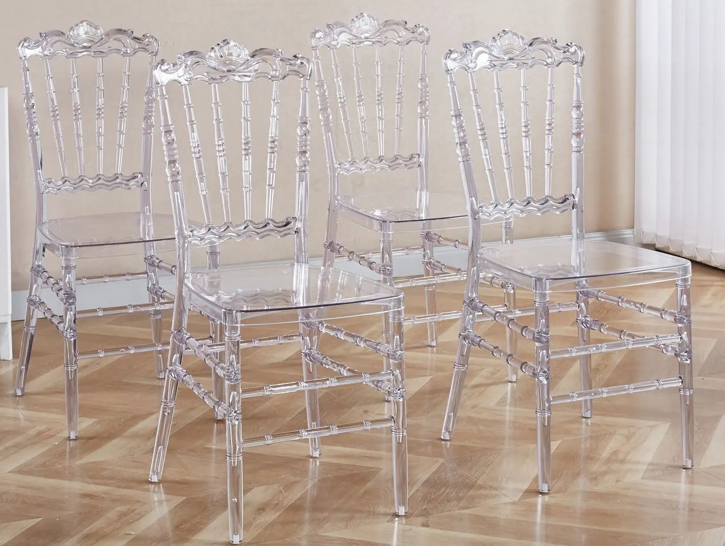 Dining Chair With Plastic Seat, Welding Chair (Set of 4) - Transparent by HouseOfZazla