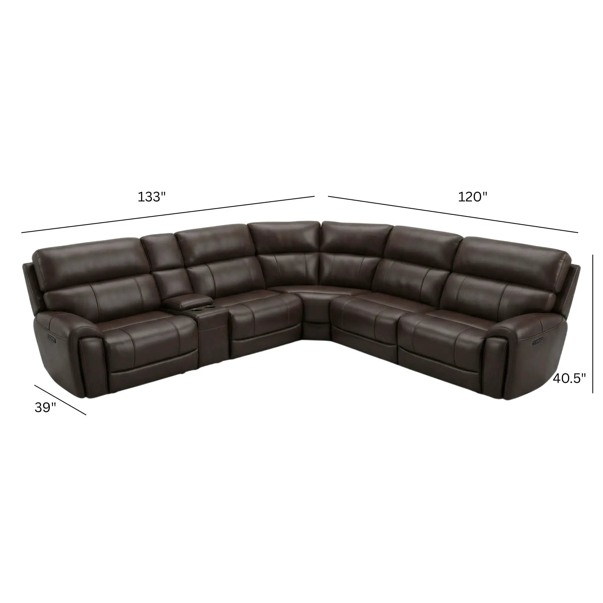Brazil - Power Sectional With Adjustable Headrest & Footrest - Dark Brown