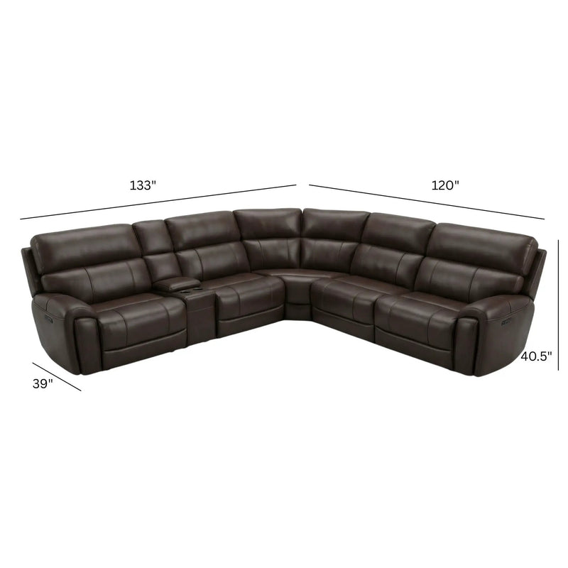 Brazil - Power Sectional With Adjustable Headrest & Footrest - Dark Brown