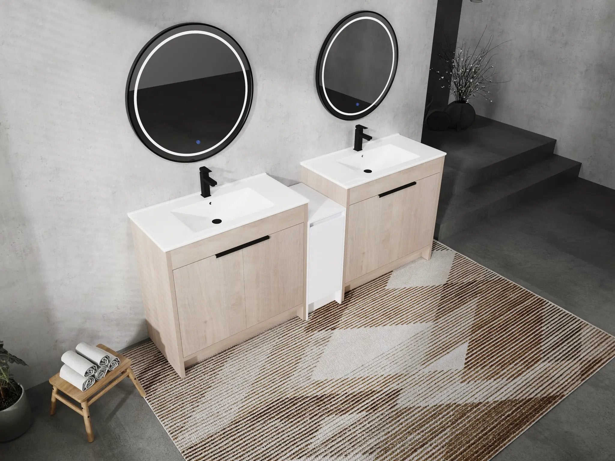 84 Inch Freestanding Bathroom Vanity with Ceramic Sink and Storage Cabinets by HouseOfZazla