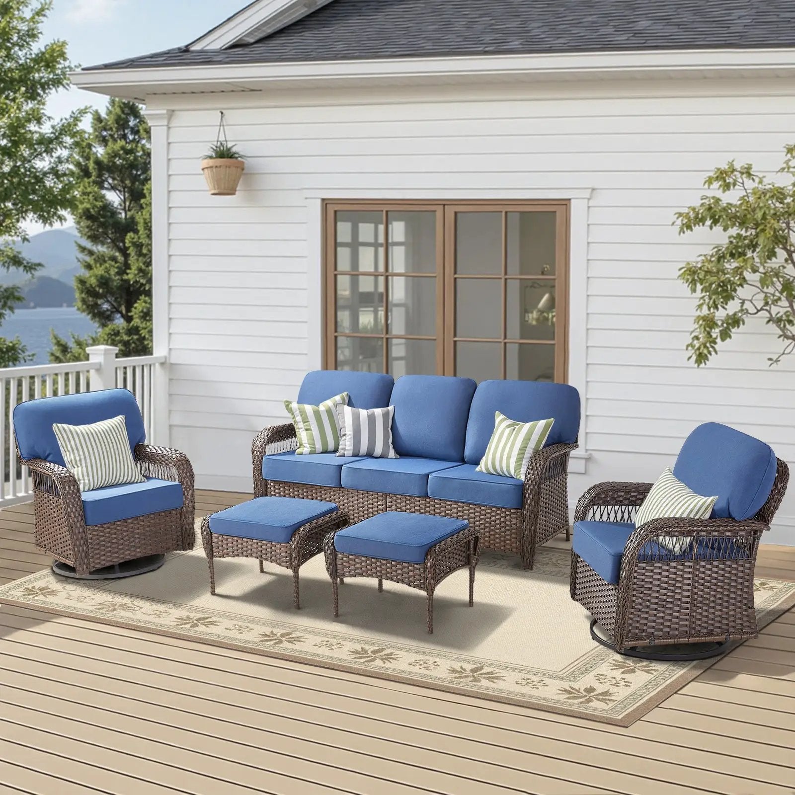 Luxury 5" Thick Cushioned 5 Pieces Patio Furniture Set by HouseOfZazla