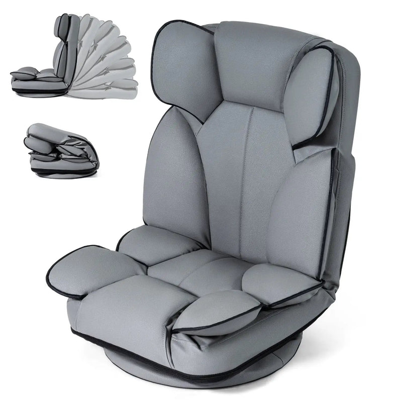 360 Degree Swivel Floor Gaming Chair with 6-Position Adjustable Backrest and Sponge Filling by DirectDeals