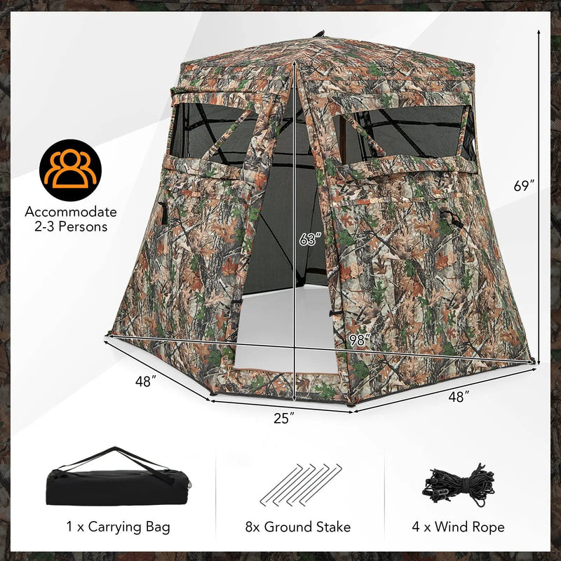 360° One Way See Through Ground Hunting Blind for Deer and Turkey Hunting by DirectDeals