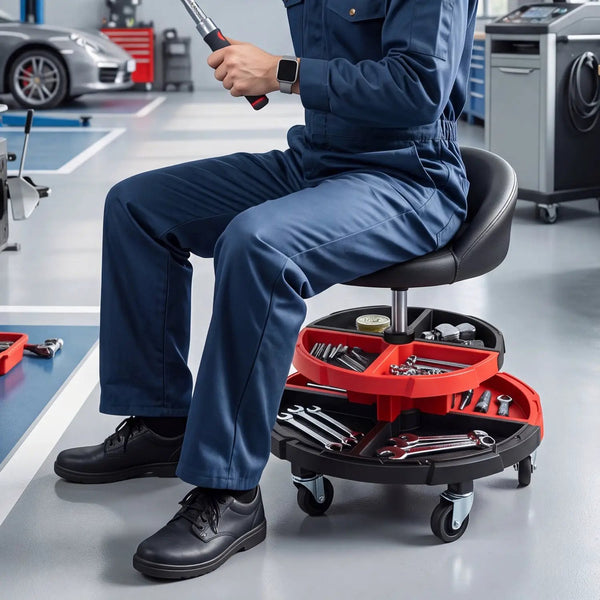 Rolling Mechanic Stool with Adjustable Height & Tool Trays, photo 2 of 8