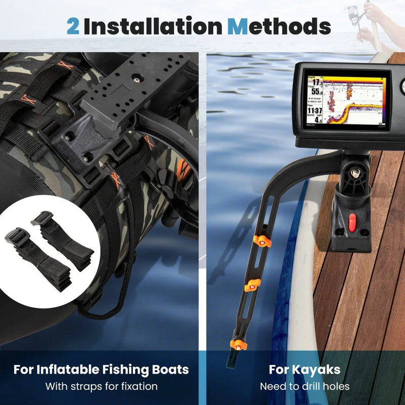 Fishing Boat Accessory Set with 360° Rotatable Mount & Rod Rack by DirectDeals
