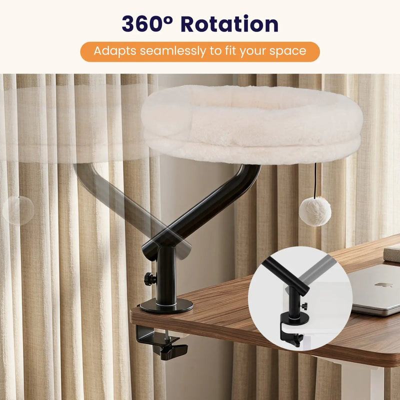 Cat Desk Bed with 360° Rotating Perch and Clamp Mount by DirectDeals