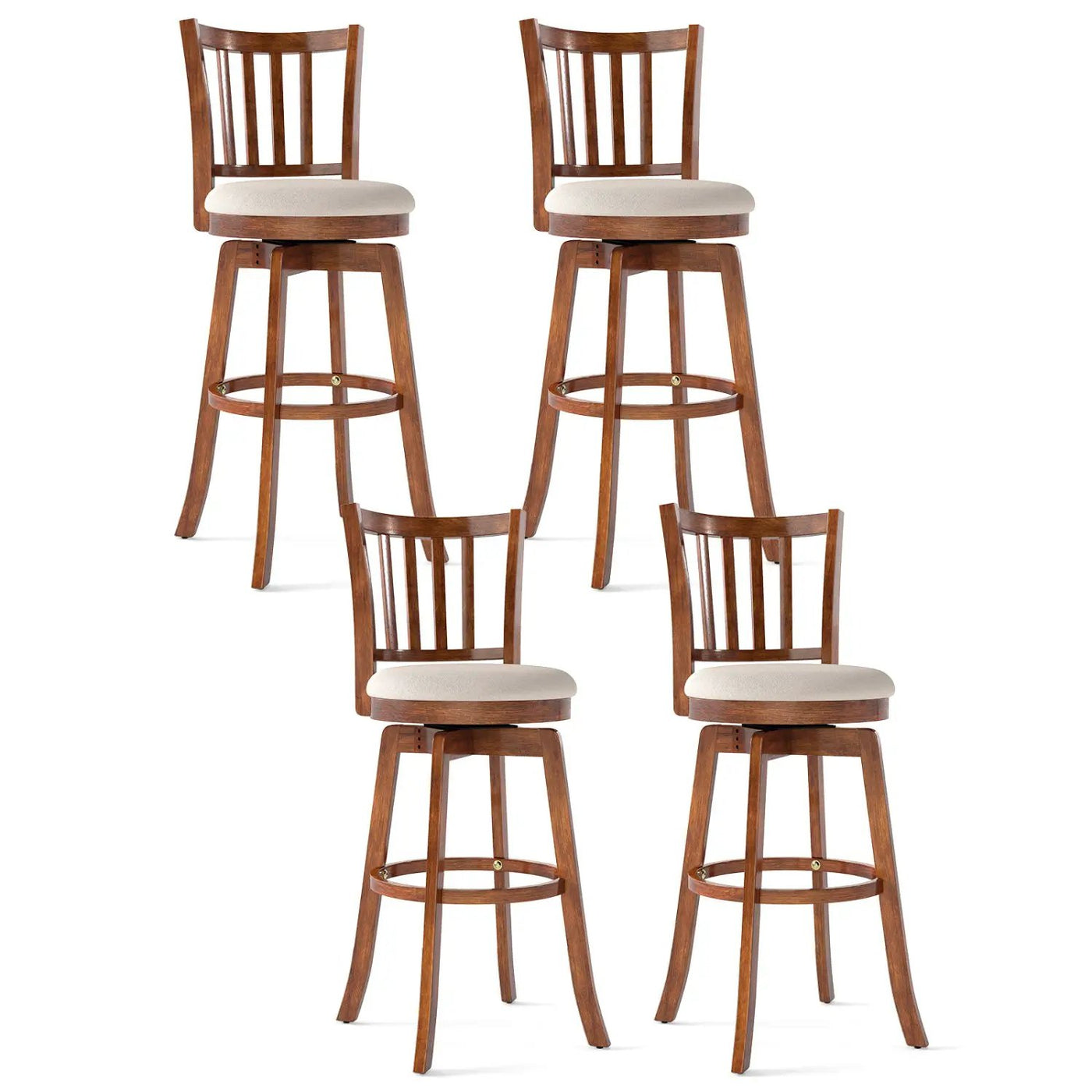 360¬∞ Rotating Counter Height Chairs Set of 4 with Backrest and Upholstered Seat by DirectDeals