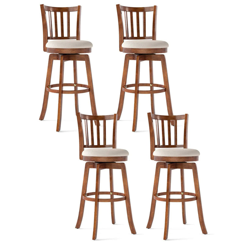 360¬∞ Rotating Counter Height Chairs Set of 4 with Backrest and Upholstered Seat by DirectDeals