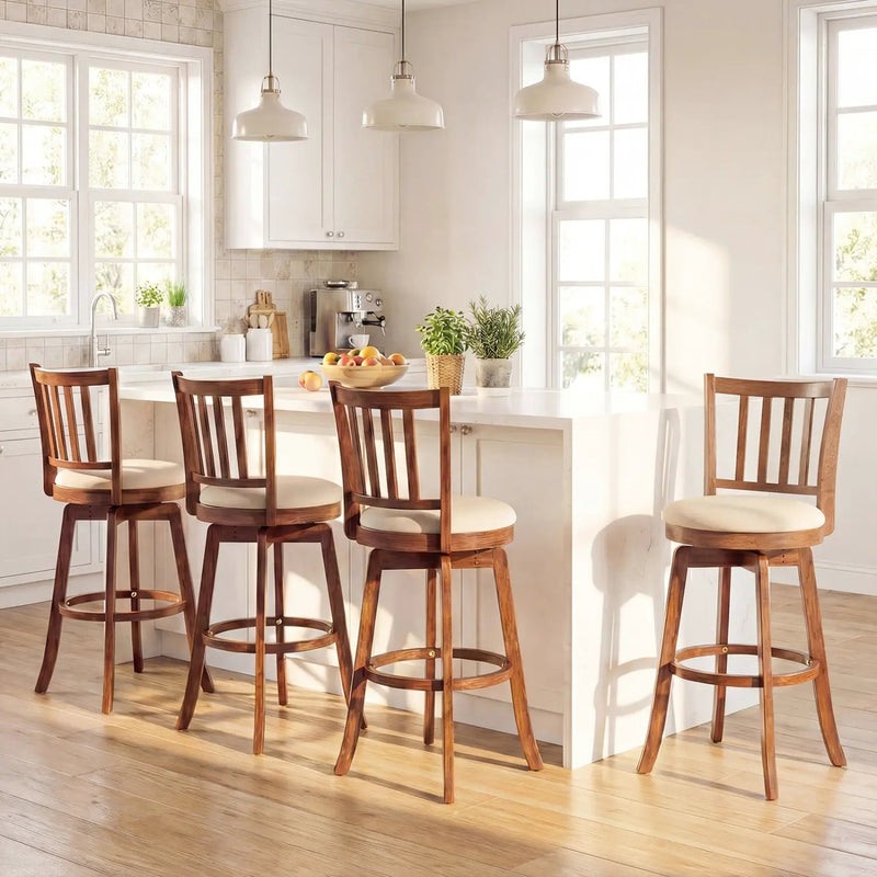 360¬∞ Rotating Counter Height Chairs Set of 4 with Backrest and Upholstered Seat by DirectDeals