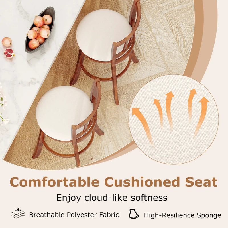 360¬∞ Rotating Counter Height Chairs Set of 4 with Backrest and Upholstered Seat by DirectDeals