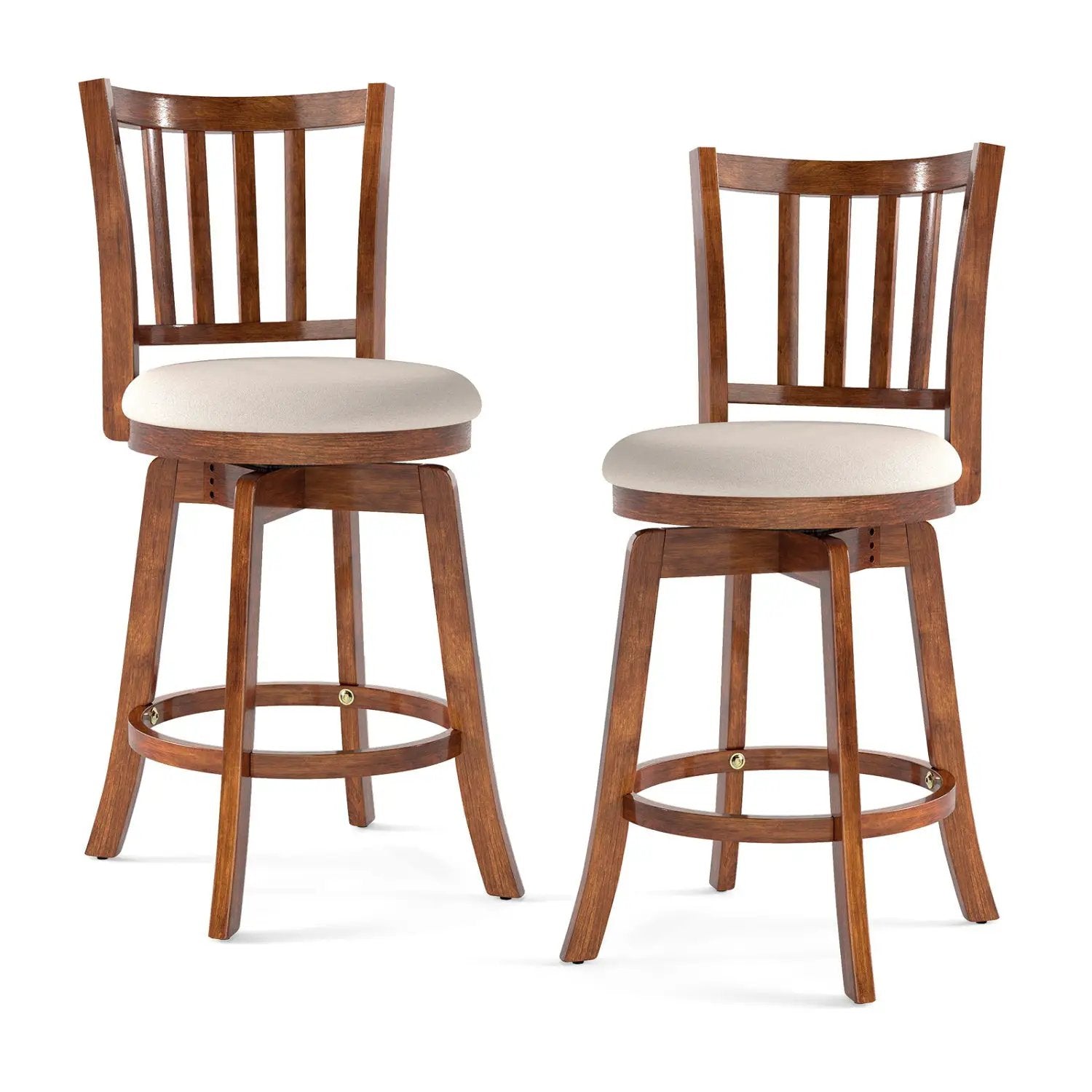 360¬∞ Rotating Counter Height Chairs Set of 2 with Upholstered Seat and Backrest by DirectDeals