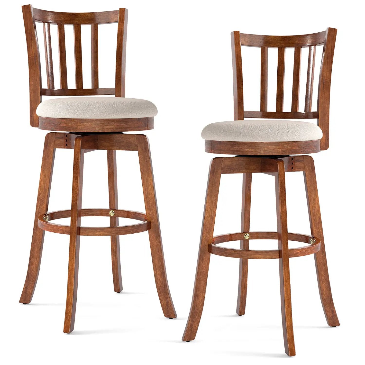 360¬∞ Rotating Counter Height Chairs Set of 2 with Upholstered Seat and Backrest by DirectDeals