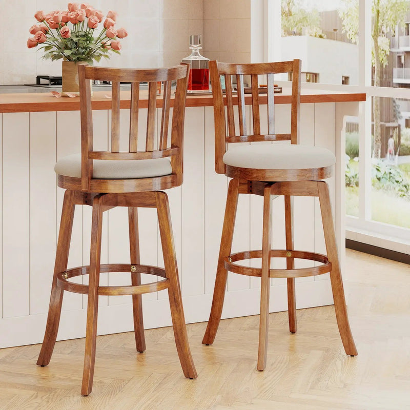 360¬∞ Rotating Counter Height Chairs Set of 2 with Upholstered Seat and Backrest by DirectDeals