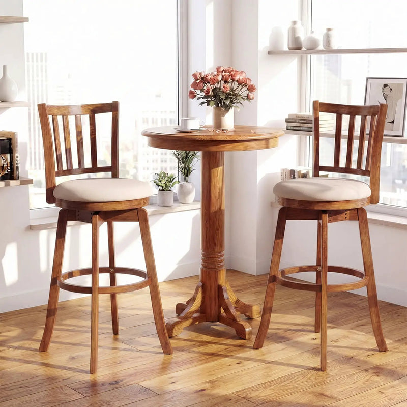 360¬∞ Rotating Counter Height Chairs Set of 2 with Upholstered Seat and Backrest by DirectDeals