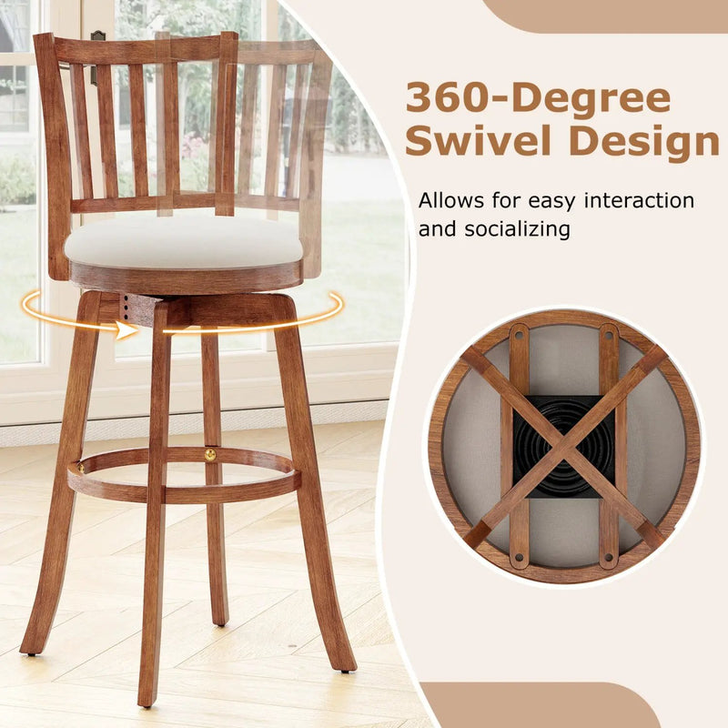 360¬∞ Rotating Counter Height Chairs Set of 2 with Upholstered Seat and Backrest by DirectDeals