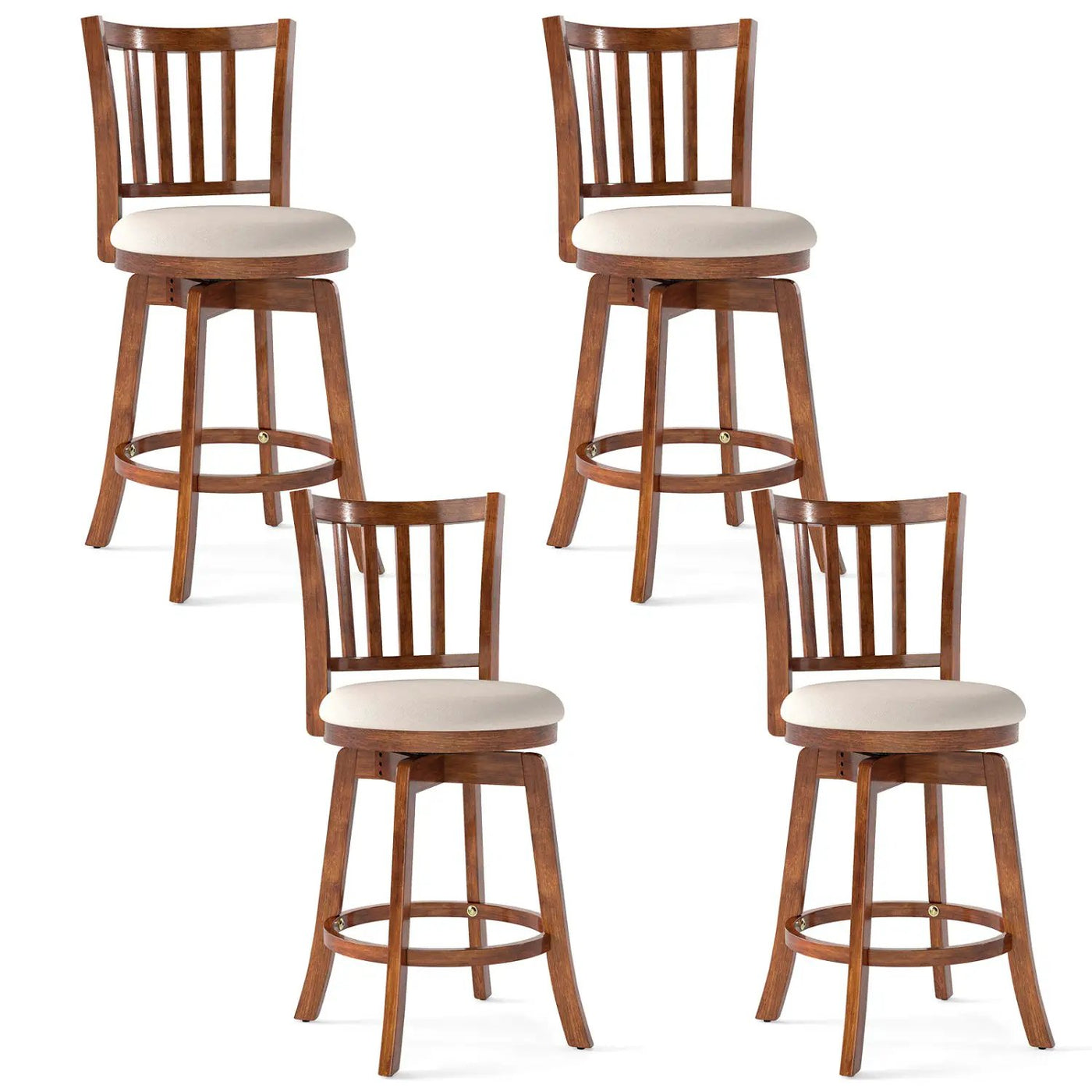 360¬∞ Rotating Counter Height Chairs Set of 4 with Backrest and Upholstered Seat by DirectDeals
