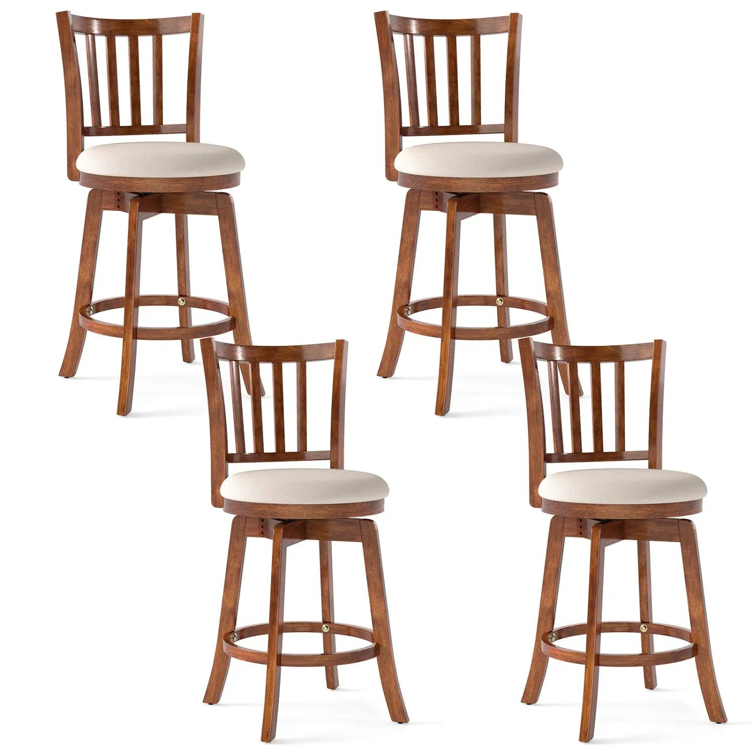 360¬∞ Rotating Counter Height Chairs Set of 4 with Backrest and Upholstered Seat by DirectDeals