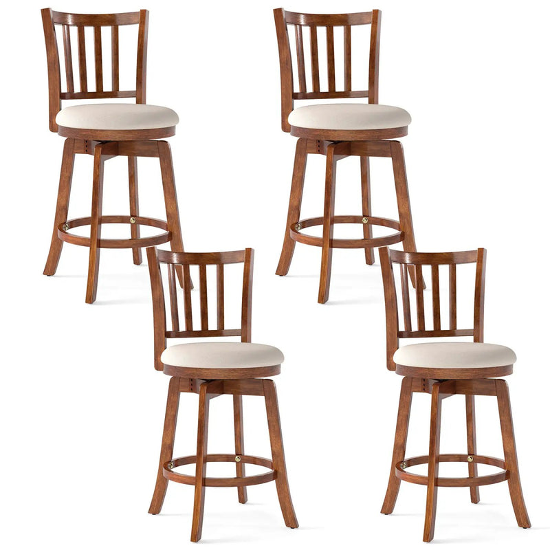 360¬∞ Rotating Counter Height Chairs Set of 4 with Backrest and Upholstered Seat by DirectDeals