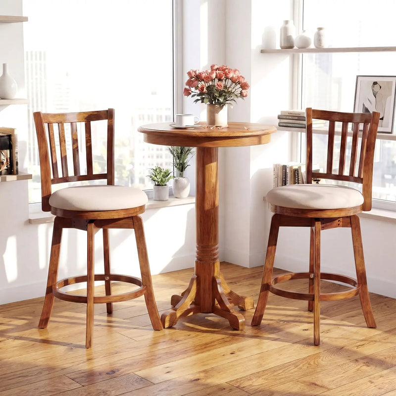 360¬∞ Rotating Counter Height Chairs Set of 4 with Backrest and Upholstered Seat by DirectDeals