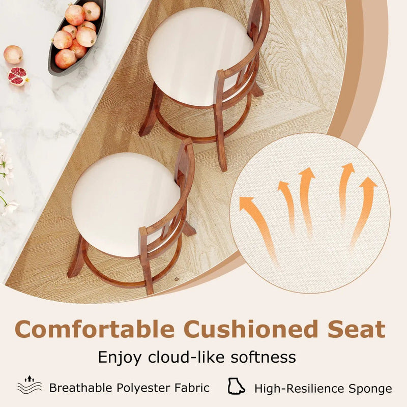 360¬∞ Rotating Counter Height Chairs Set of 4 with Backrest and Upholstered Seat by DirectDeals