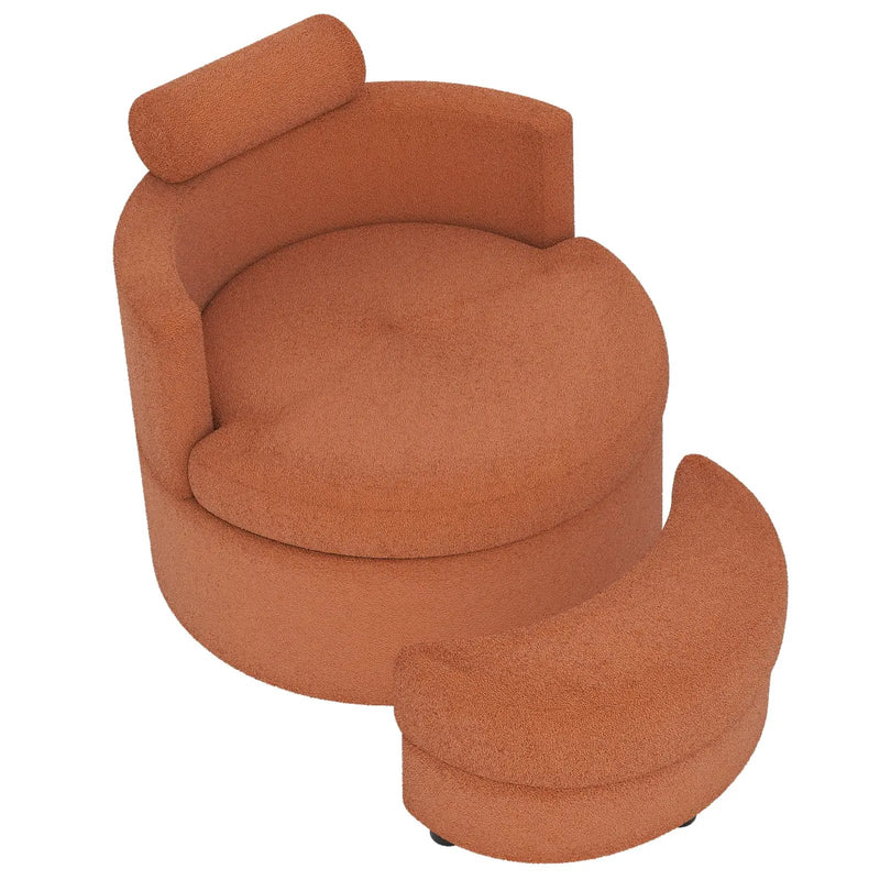 360¬∞ Swivel Accent Chair with Half Moon Storage Ottoman by DirectDeals