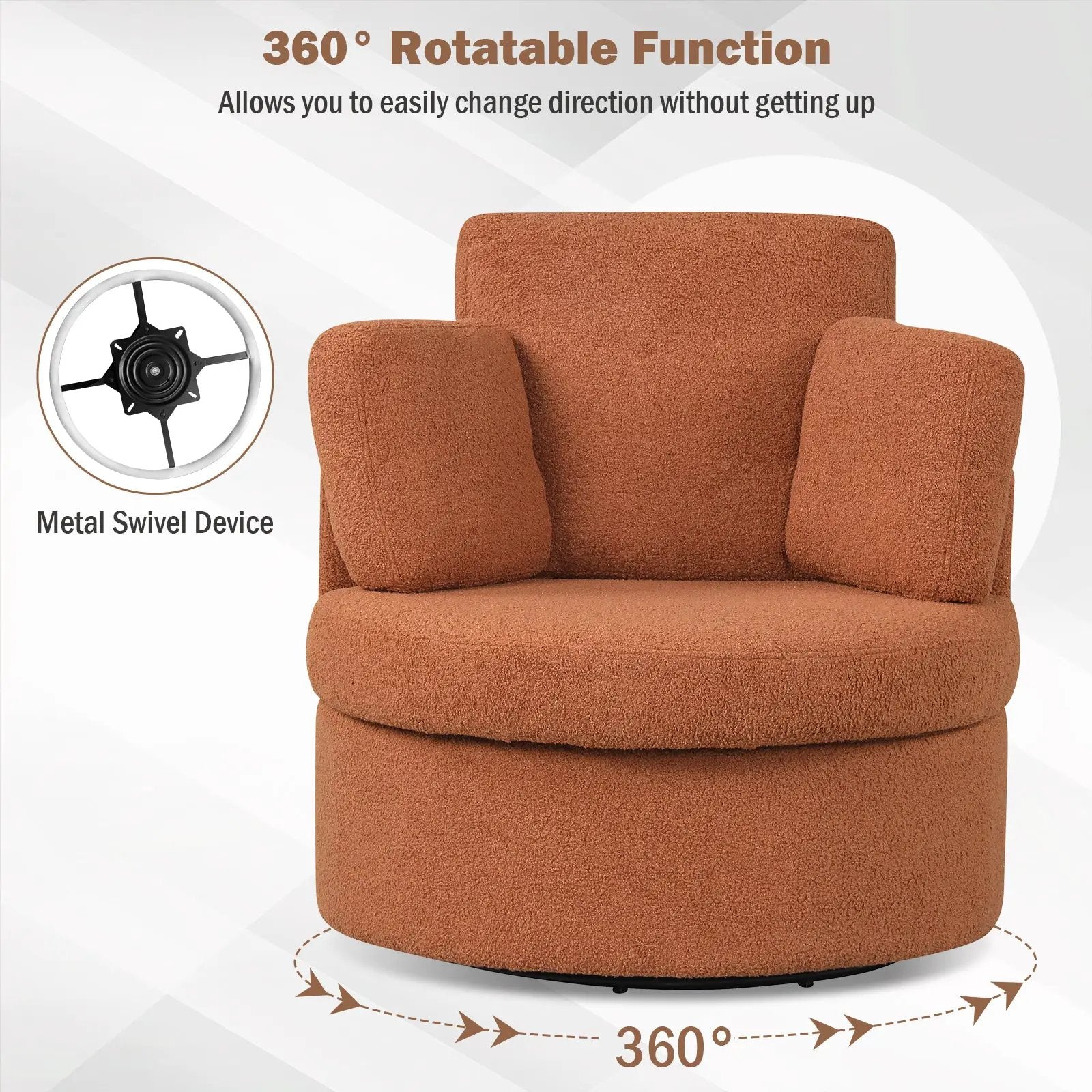 360¬∞ Swivel Accent Chair with Half Moon Storage Ottoman by DirectDeals