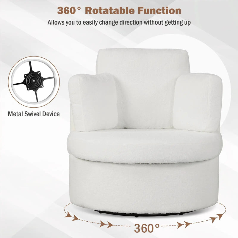 360¬∞ Swivel Accent Chair with Half Moon Storage Ottoman by DirectDeals