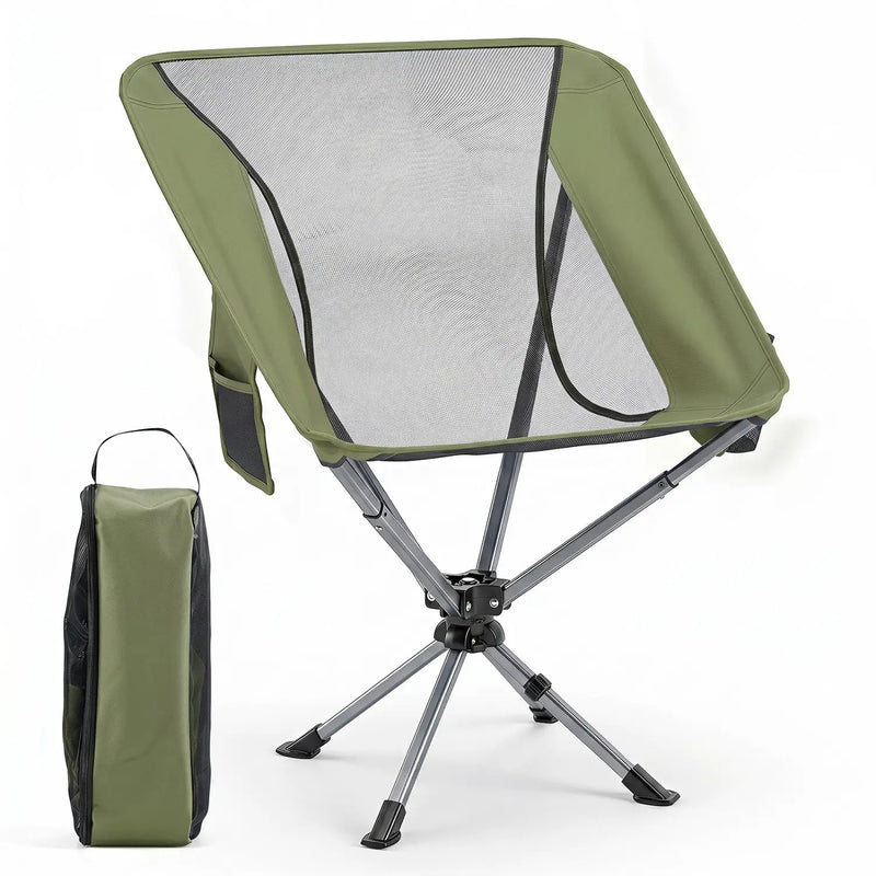 360° Swivel Camping Chair with Cup Holder - 330 lbs Capacity by DirectDeals