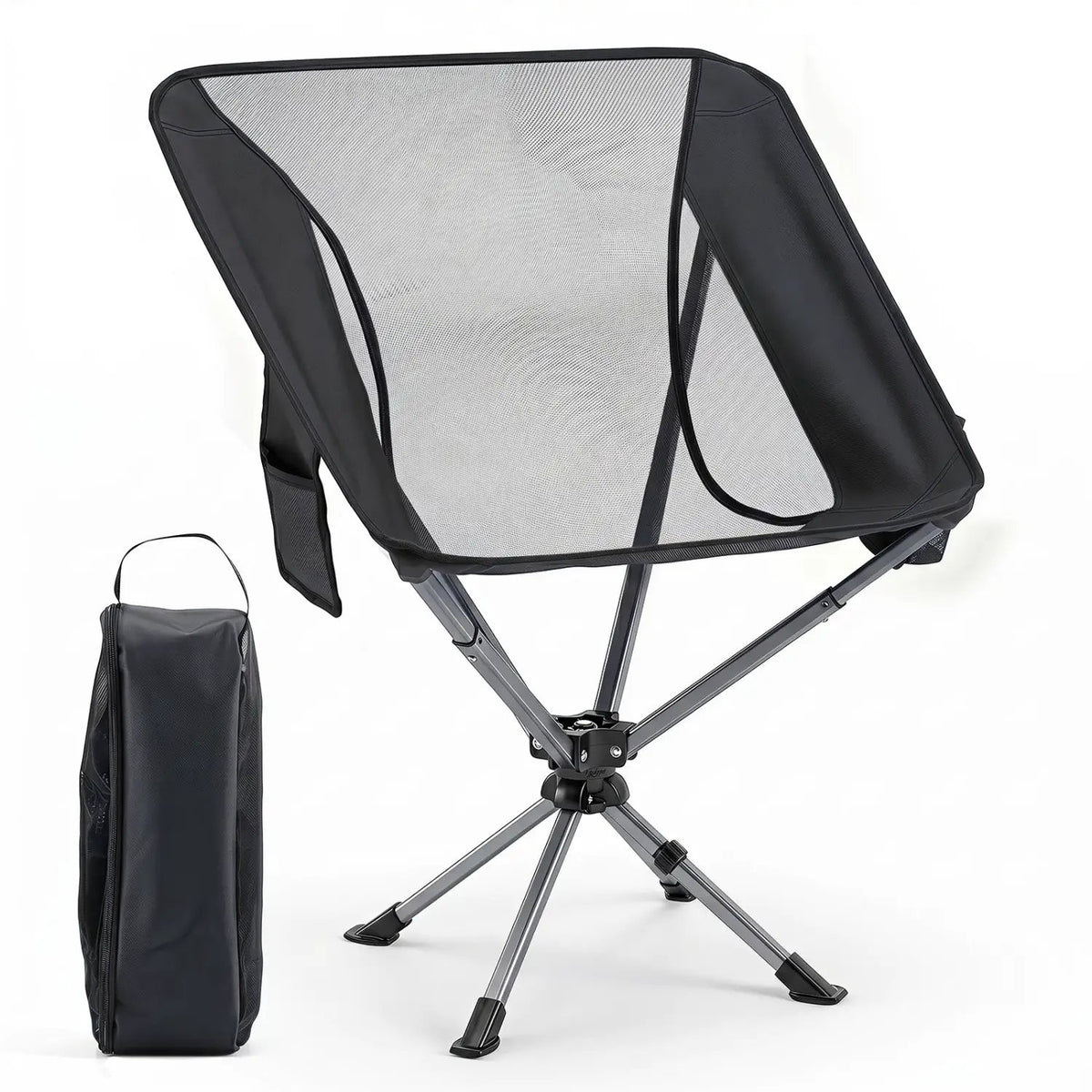 360° Swivel Camping Chair with Cup Holder - 330 lbs Capacity by DirectDeals